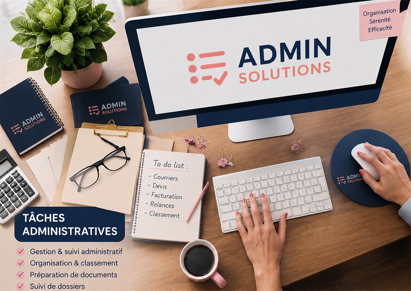 Tâches administratives : courriers, devis, facturation, relances, classement