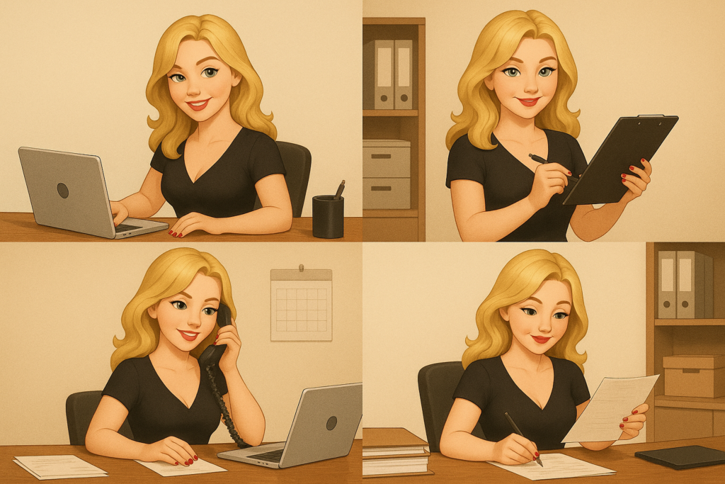 une assistante administrative indépendante aidant les entrepreneurs dans leur gestion administrative.